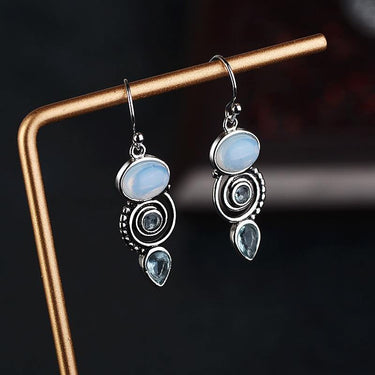 Blue Sea Moonstone Earrings-Your Soul Place